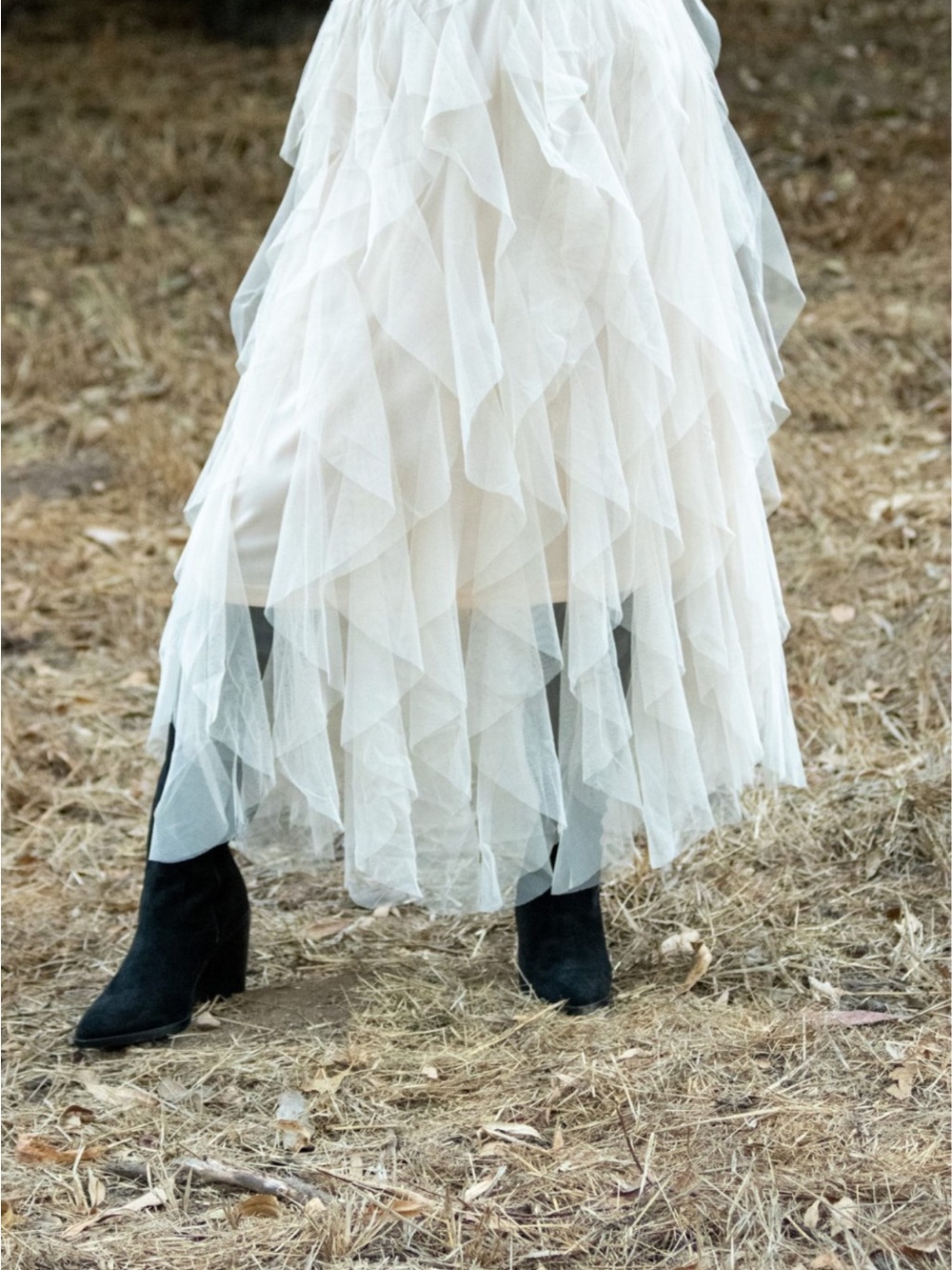 Ivory Tiered Tulle Maxi Skirt - Women's